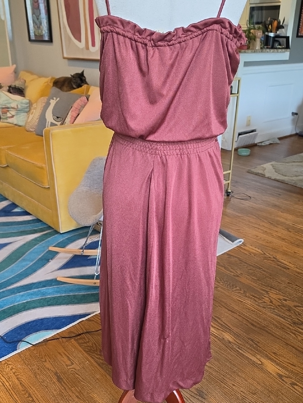 Vintage late 70s / early 80s satin midi dress Size S - Picture 4 of 10